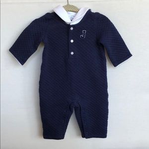 Janie and Jack Navy Quilted and Collared One Piece
